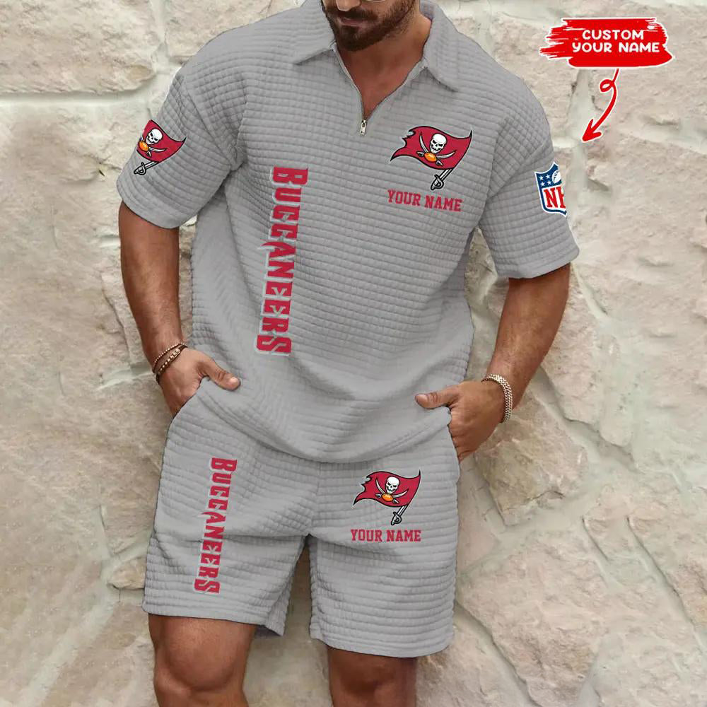 Tampa Bay Buccaneers Men’s Waffle Pattern Half Zipper Shirt And Shorts AZBT2DWSS000184