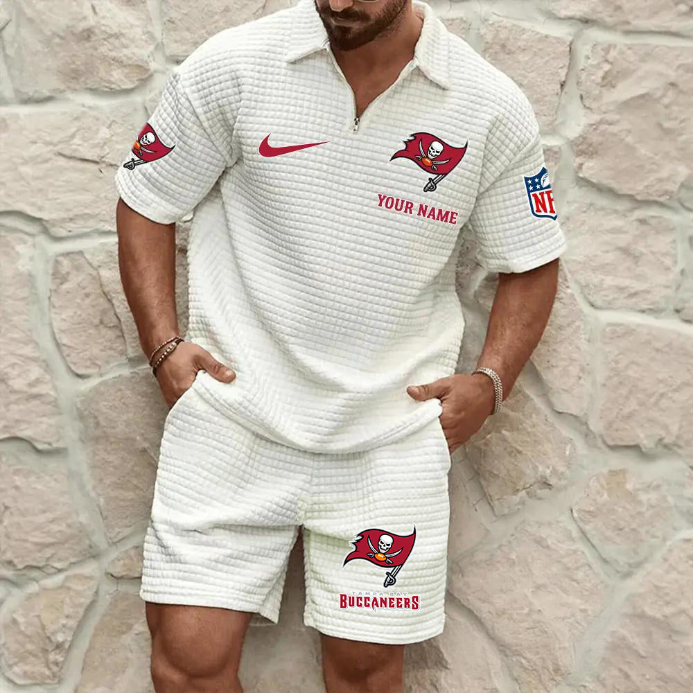 Tampa Bay Buccaneers Men’s Waffle Pattern Half Zipper Shirt And Shorts AZBT2DWSS000185