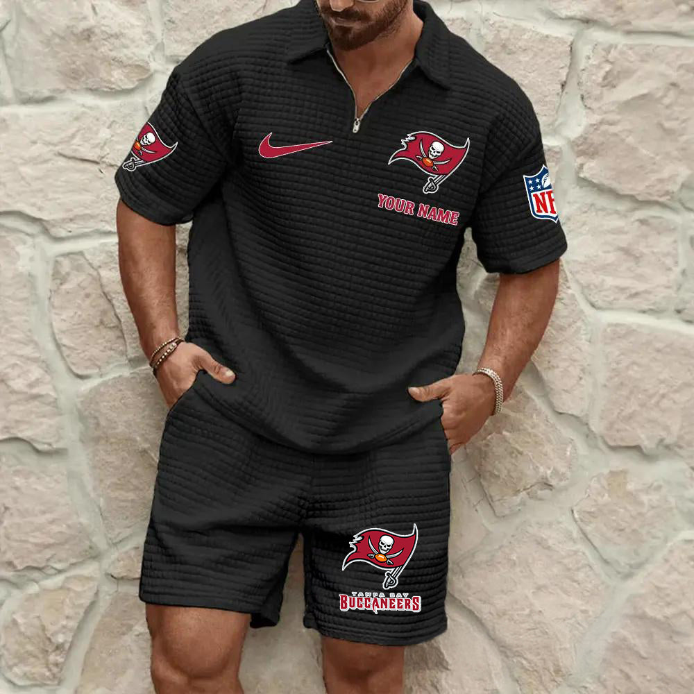 Tampa Bay Buccaneers Men’s Waffle Pattern Half Zipper Shirt And Shorts AZBT2DWSS000185
