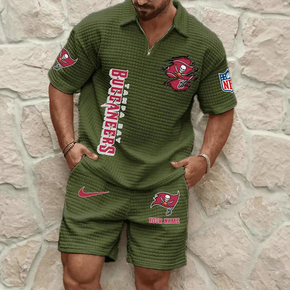 Tampa Bay Buccaneers Men’s Waffle Pattern Half Zipper Shirt And Shorts AZBT2DWSS000186