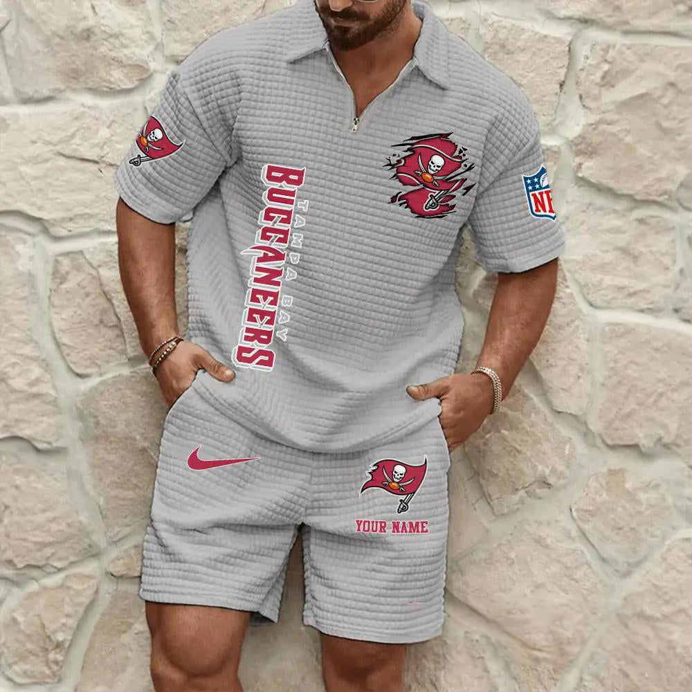 Tampa Bay Buccaneers Men’s Waffle Pattern Half Zipper Shirt And Shorts AZBT2DWSS000186