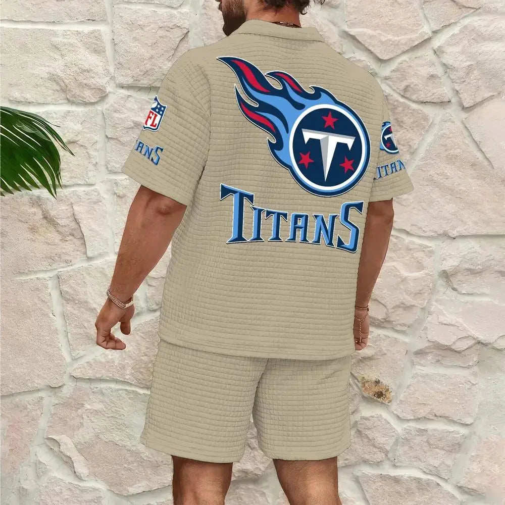 Tennessee Titans Men’s Waffle Pattern Half Zipper Shirt And Shorts AZBT2DWSS000188