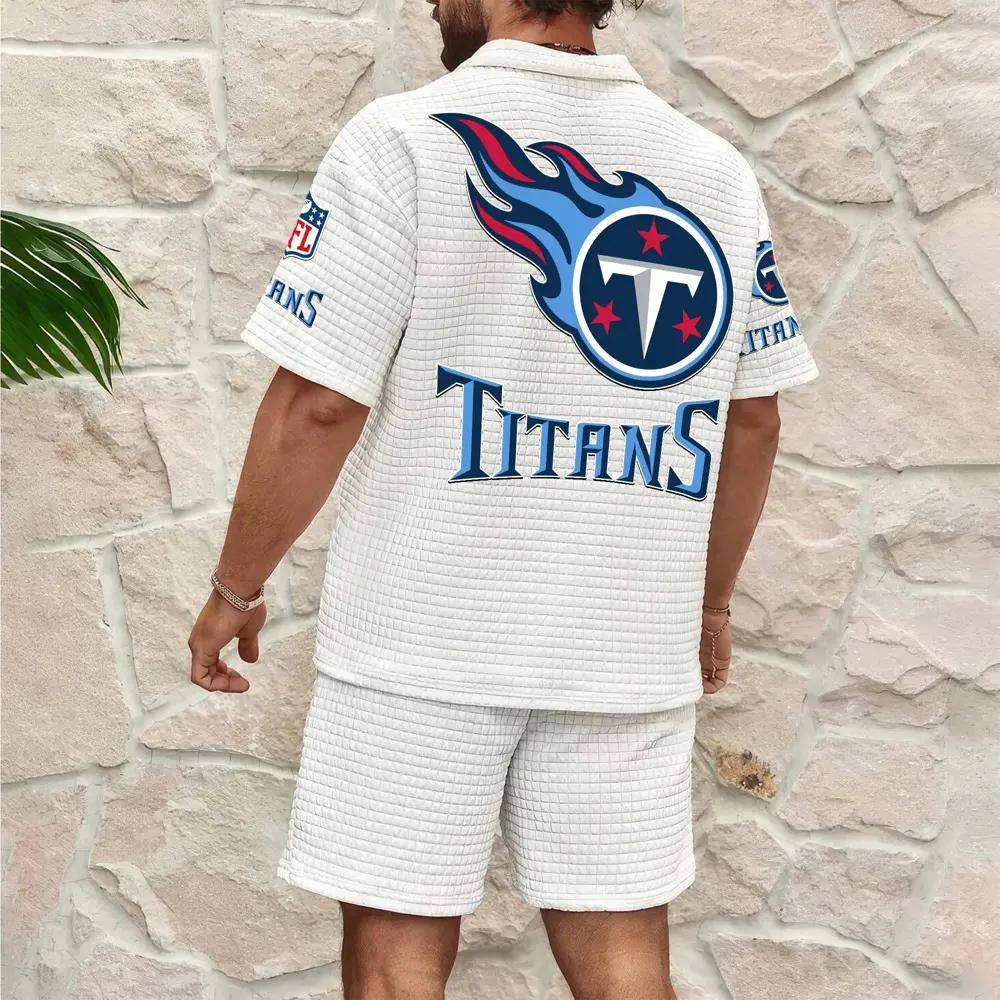 Tennessee Titans Men’s Waffle Pattern Half Zipper Shirt And Shorts AZBT2DWSS000188