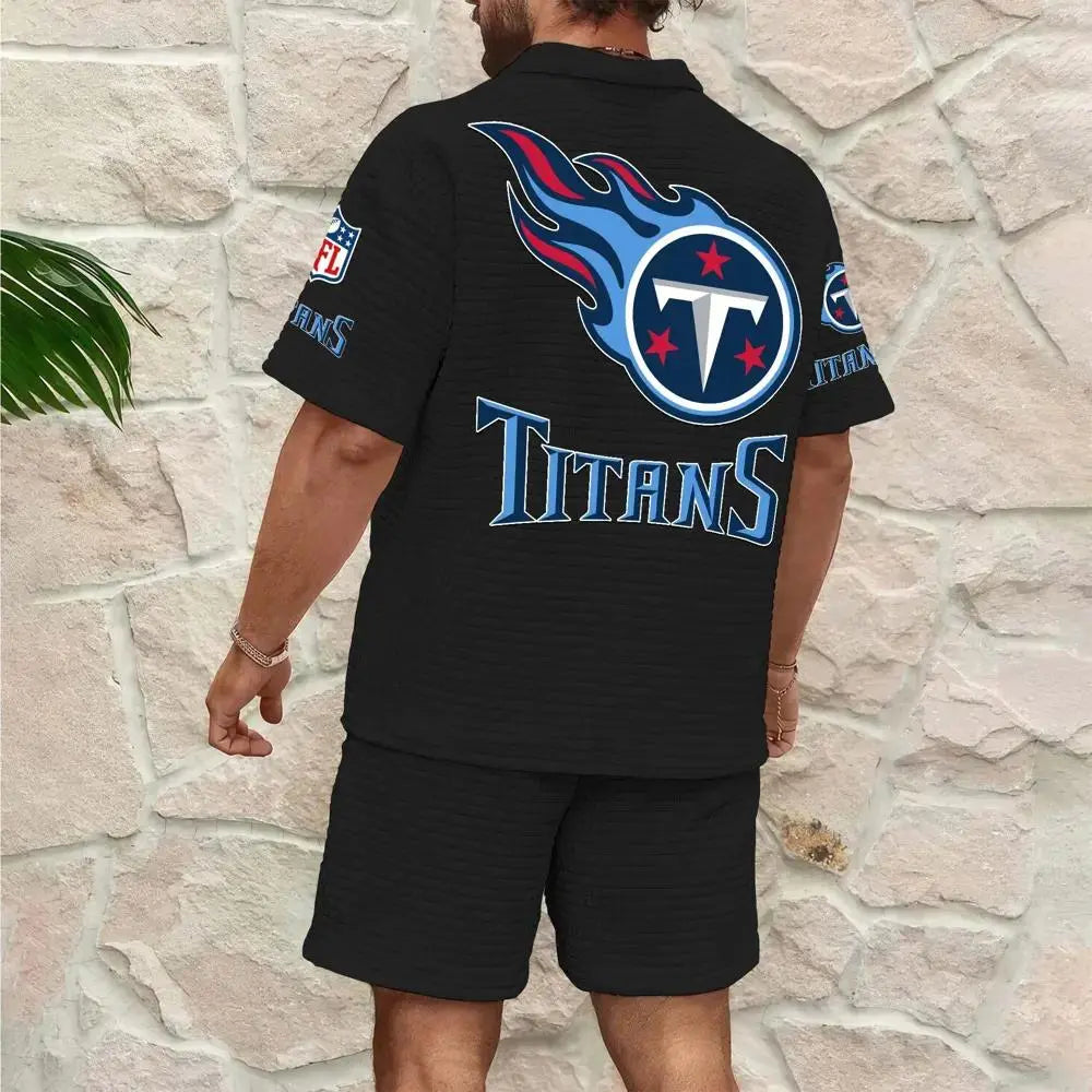 Tennessee Titans Men’s Waffle Pattern Half Zipper Shirt And Shorts AZBT2DWSS000188