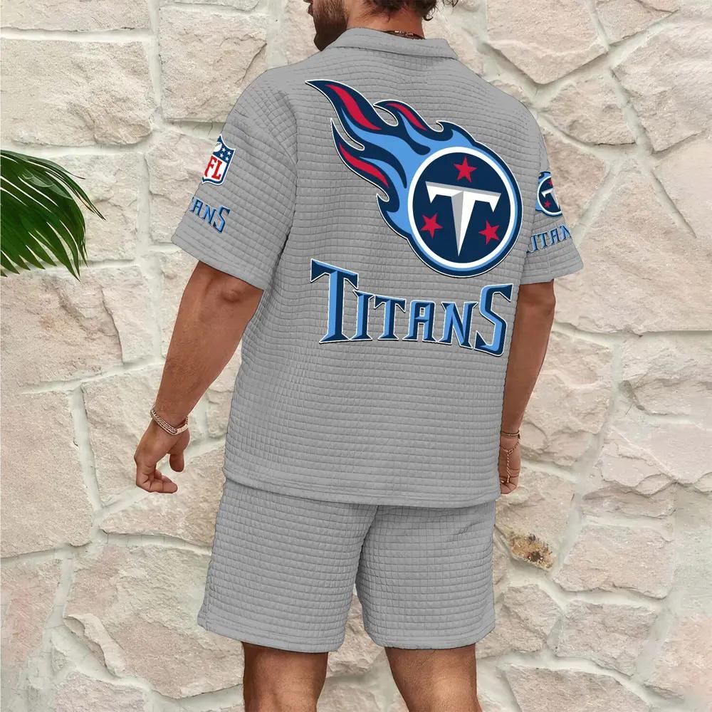 Tennessee Titans Men’s Waffle Pattern Half Zipper Shirt And Shorts AZBT2DWSS000188