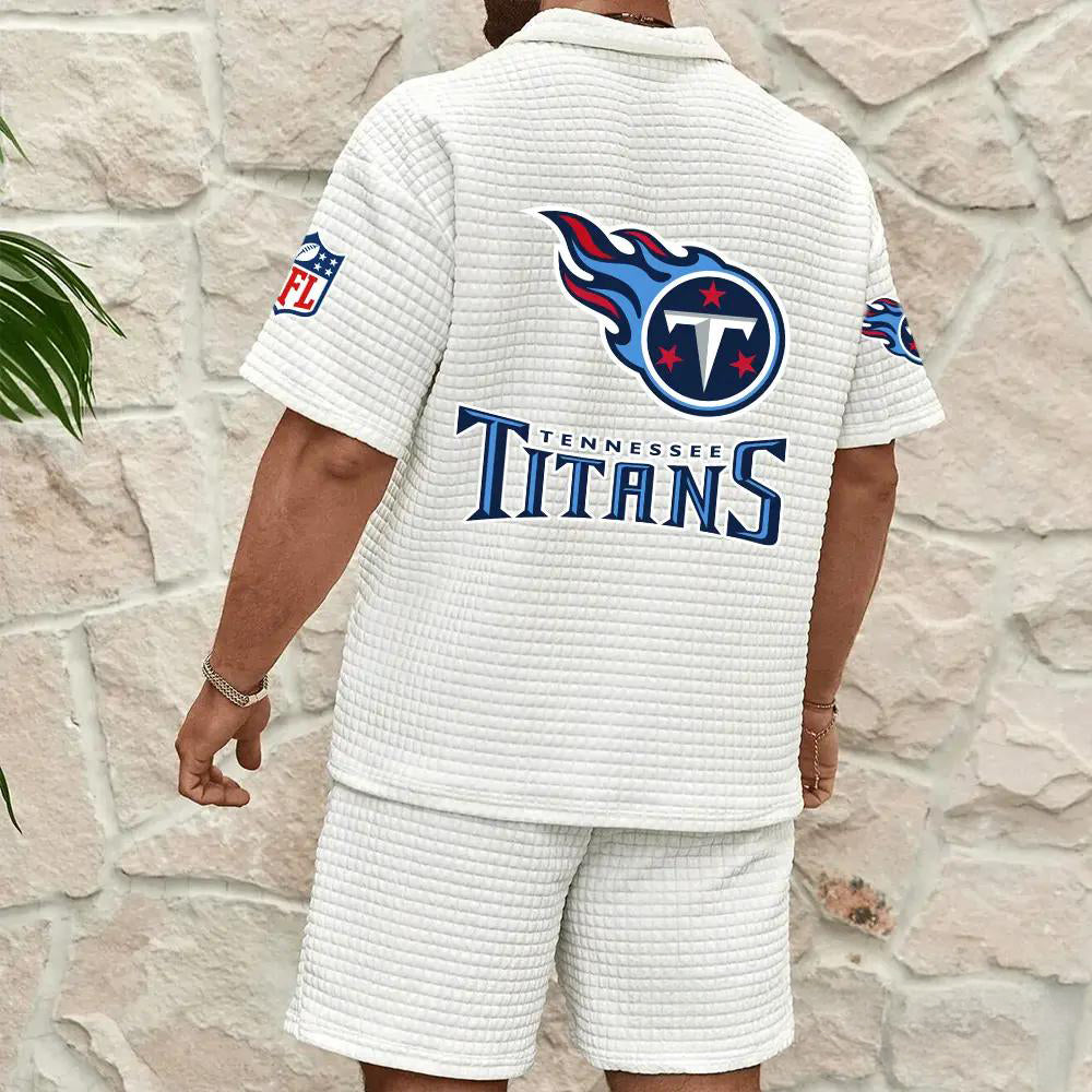 Tennessee Titans Men’s Waffle Pattern Half Zipper Shirt And Shorts AZBT2DWSS000190