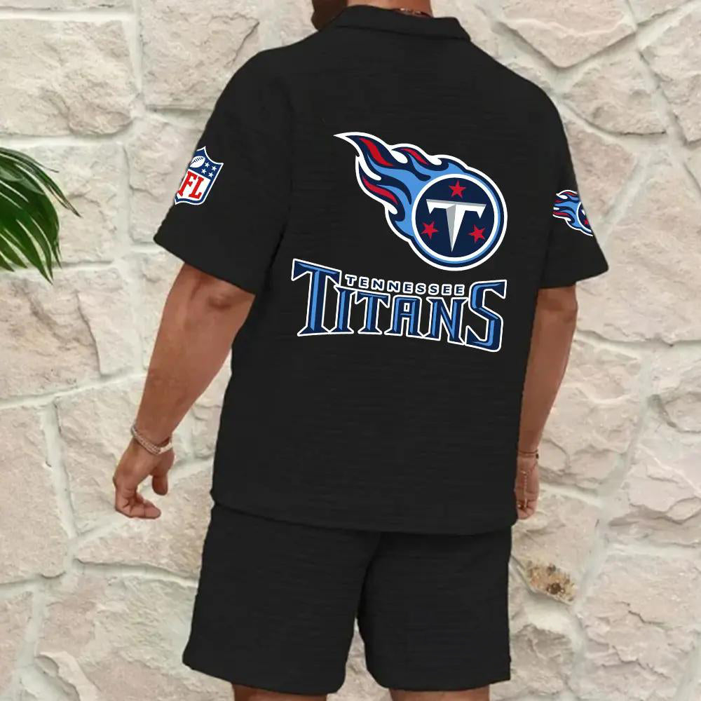 Tennessee Titans Men’s Waffle Pattern Half Zipper Shirt And Shorts AZBT2DWSS000190