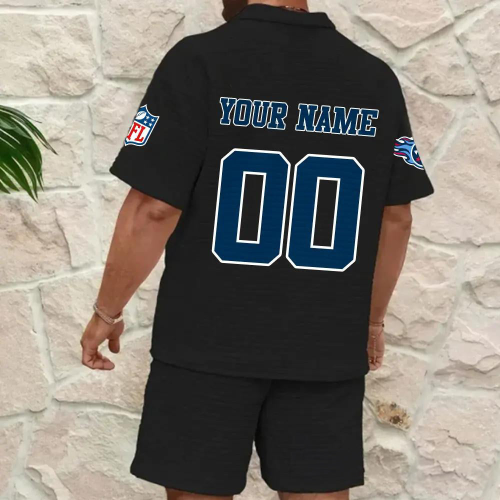 Tennessee Titans Men’s Waffle Pattern Half Zipper Shirt And Shorts AZBT2DWSS000191