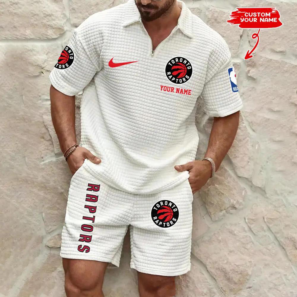Toronto Raptors Men’s Waffle Pattern Half Zipper Shirt And Shorts AZBT2DWSS000193