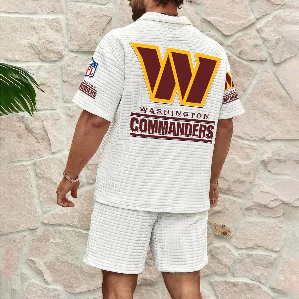 Washington Commanders Men’s Waffle Pattern Half Zipper Shirt And Shorts AZBT2DWSS000199