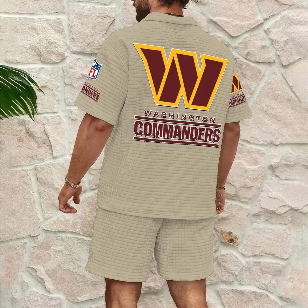 Washington Commanders Men’s Waffle Pattern Half Zipper Shirt And Shorts AZBT2DWSS000199