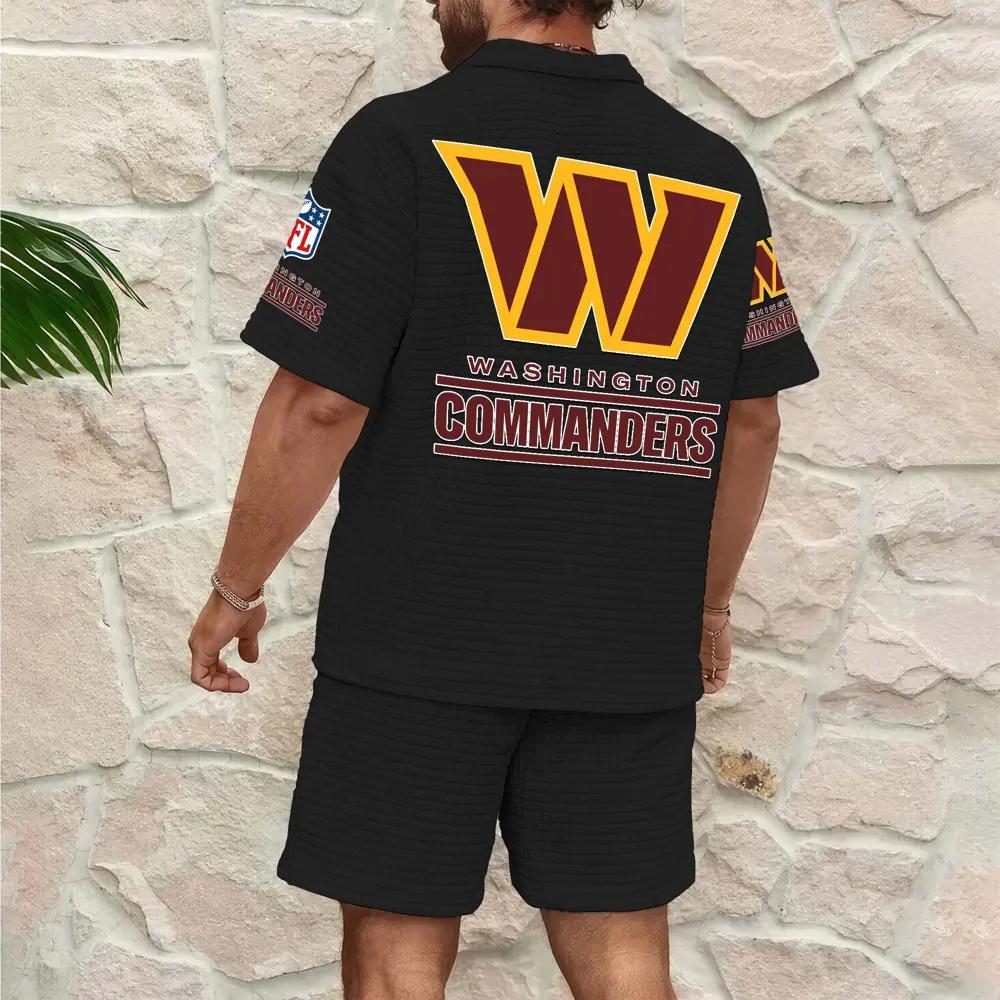 Washington Commanders Men’s Waffle Pattern Half Zipper Shirt And Shorts AZBT2DWSS000199