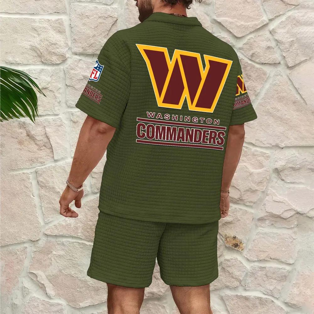 Washington Commanders Men’s Waffle Pattern Half Zipper Shirt And Shorts AZBT2DWSS000199