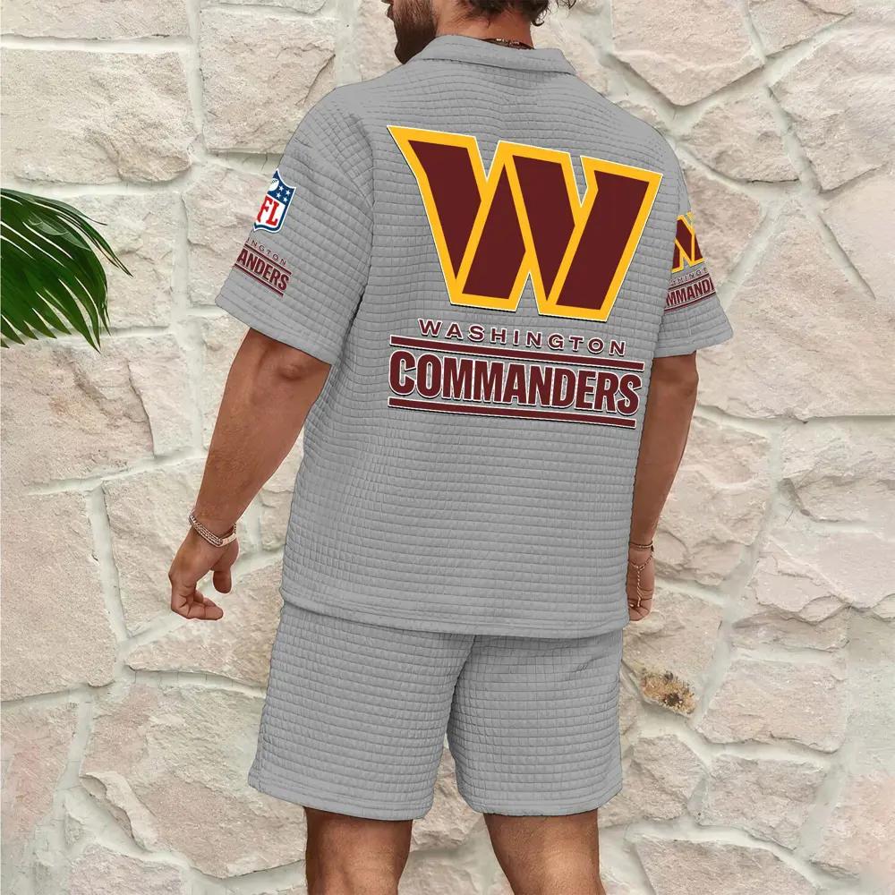 Washington Commanders Men’s Waffle Pattern Half Zipper Shirt And Shorts AZBT2DWSS000199