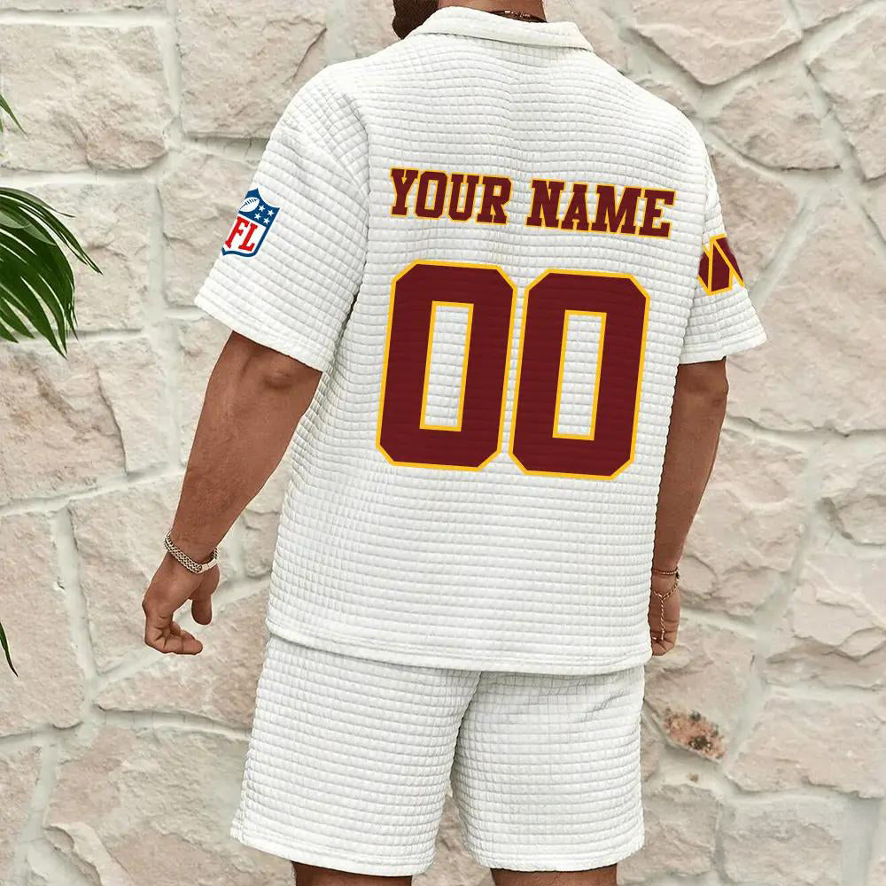 Washington Commanders Men’s Waffle Pattern Half Zipper Shirt And Shorts AZBT2DWSS000202