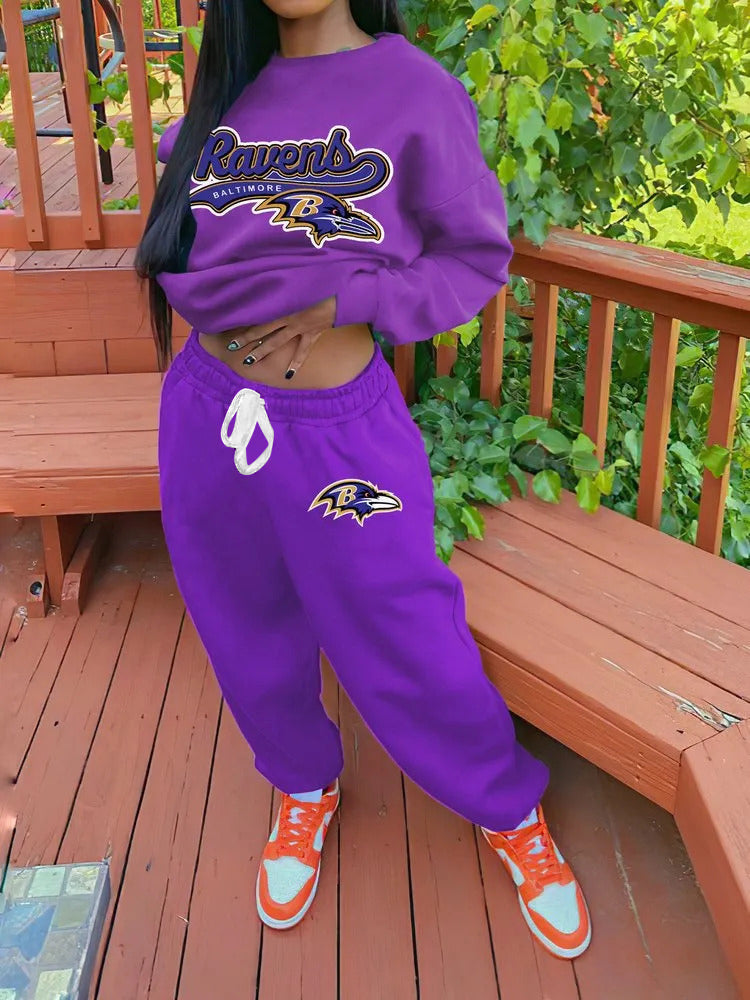 Baltimore Ravens Drop Shoulder Sweatshirt and Sweatpants AZBTDSS000021