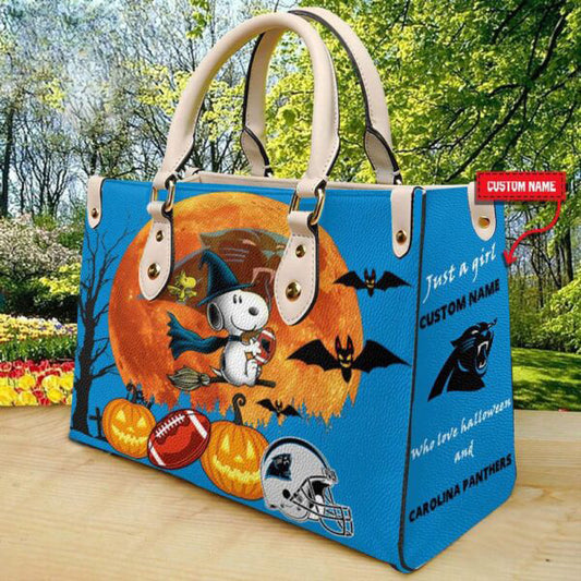 Carolina Panthers Halloween Leather Hand Bag Limited Edition AZDDLHB000037
