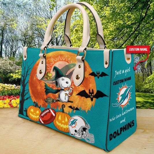 Miami Dolphins Halloween Leather Hand Bag Limited Edition AZDDLHB000052