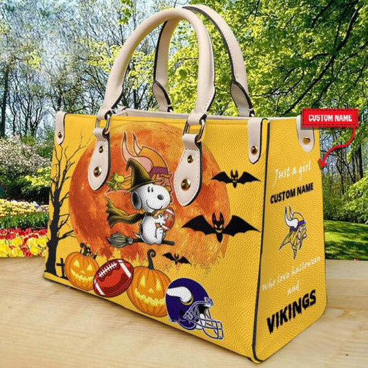 Minnesota Vikings Halloween Leather Hand Bag Limited Edition AZDDLHB000053