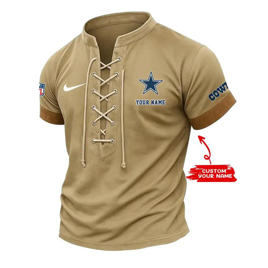 Dallas Cowboys Retro Lace-up Short Sleeve T-shirt New Trending 2025 AZBTLUTS000012