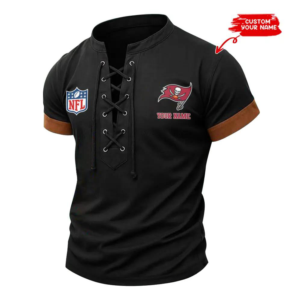 Tampa Bay Buccaneers Retro Lace-up Short Sleeve T-shirt New Trending 2025 AZBTLUTS000013