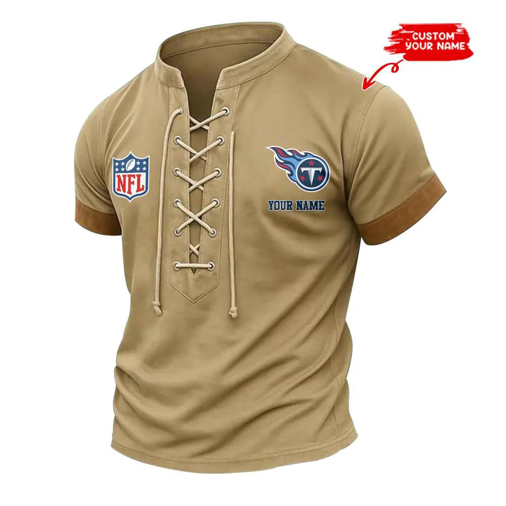 Tennessee Titans Retro Lace-up Short Sleeve T-shirt New Trending 2025 AZBTLUTS000017