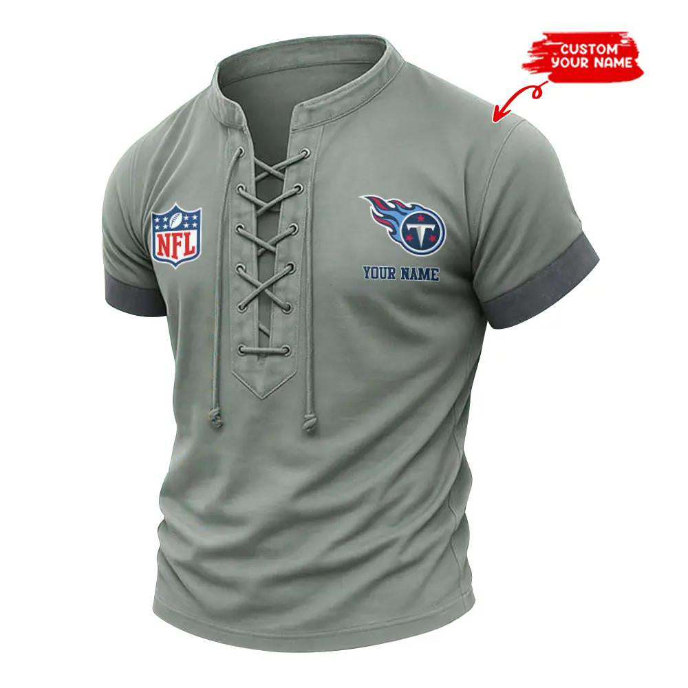 Tennessee Titans Retro Lace-up Short Sleeve T-shirt New Trending 2025 AZBTLUTS000017