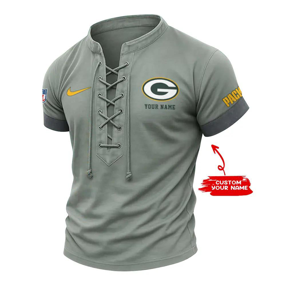 Green Bay Packers Retro Lace-up Short Sleeve T-shirt New Trending 2025 AZBTLUTS000021
