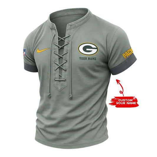 Green Bay Packers Retro Lace-up Short Sleeve T-shirt New Trending 2025 AZBTLUTS000021