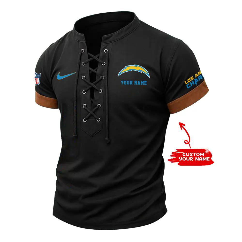Los Angeles Chargers Retro Lace-up Short Sleeve T-shirt New Trending 2025 AZBTLUTS000027