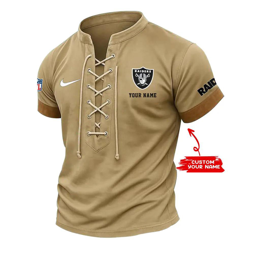 Las Vegas Raiders Retro Lace-up Short Sleeve T-shirt New Trending 2025 AZBTLUTS000028