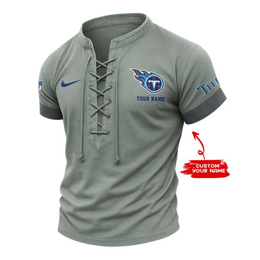 Tennessee Titans Retro Lace-up Short Sleeve T-shirt New Trending 2025 AZBTLUTS000040