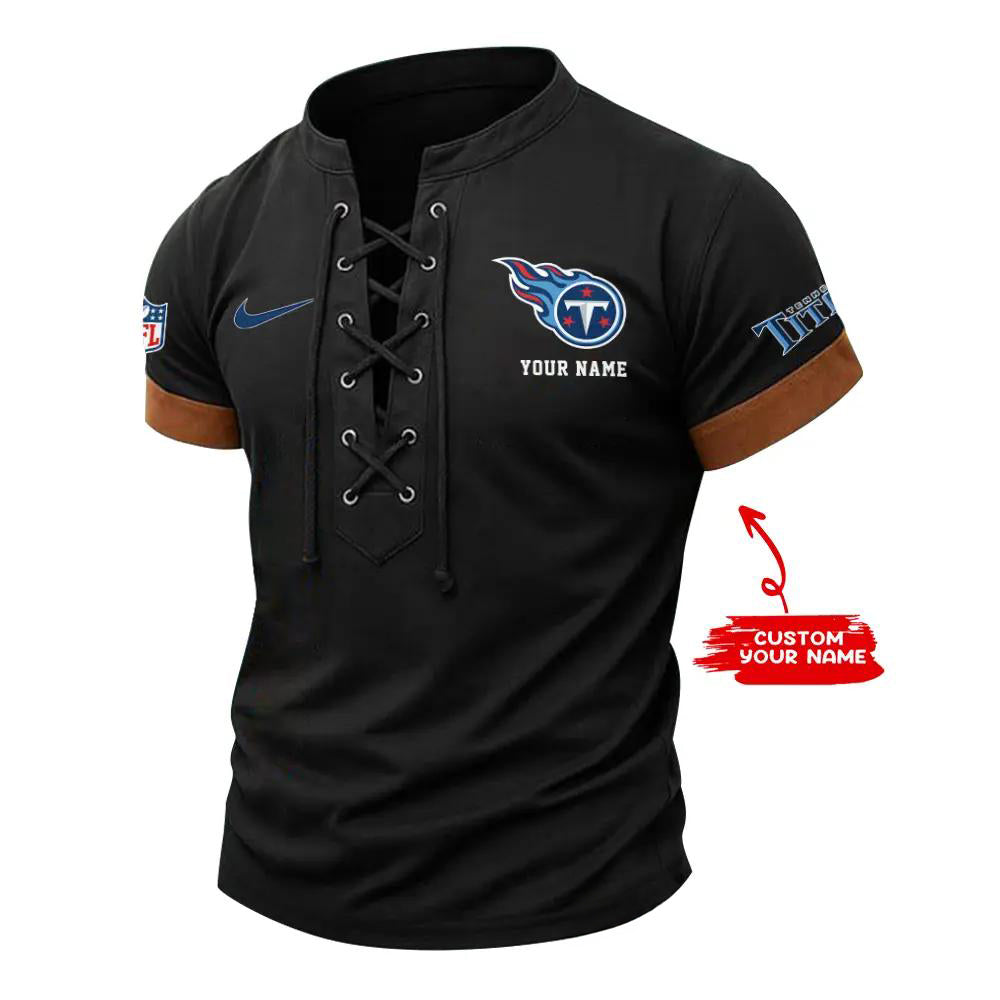 Tennessee Titans Retro Lace-up Short Sleeve T-shirt New Trending 2025 AZBTLUTS000040