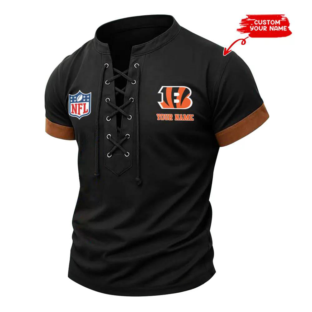 Cincinnati Bengals Retro Lace-up Short Sleeve T-shirt New Trending 2025 AZBTLUTS000048