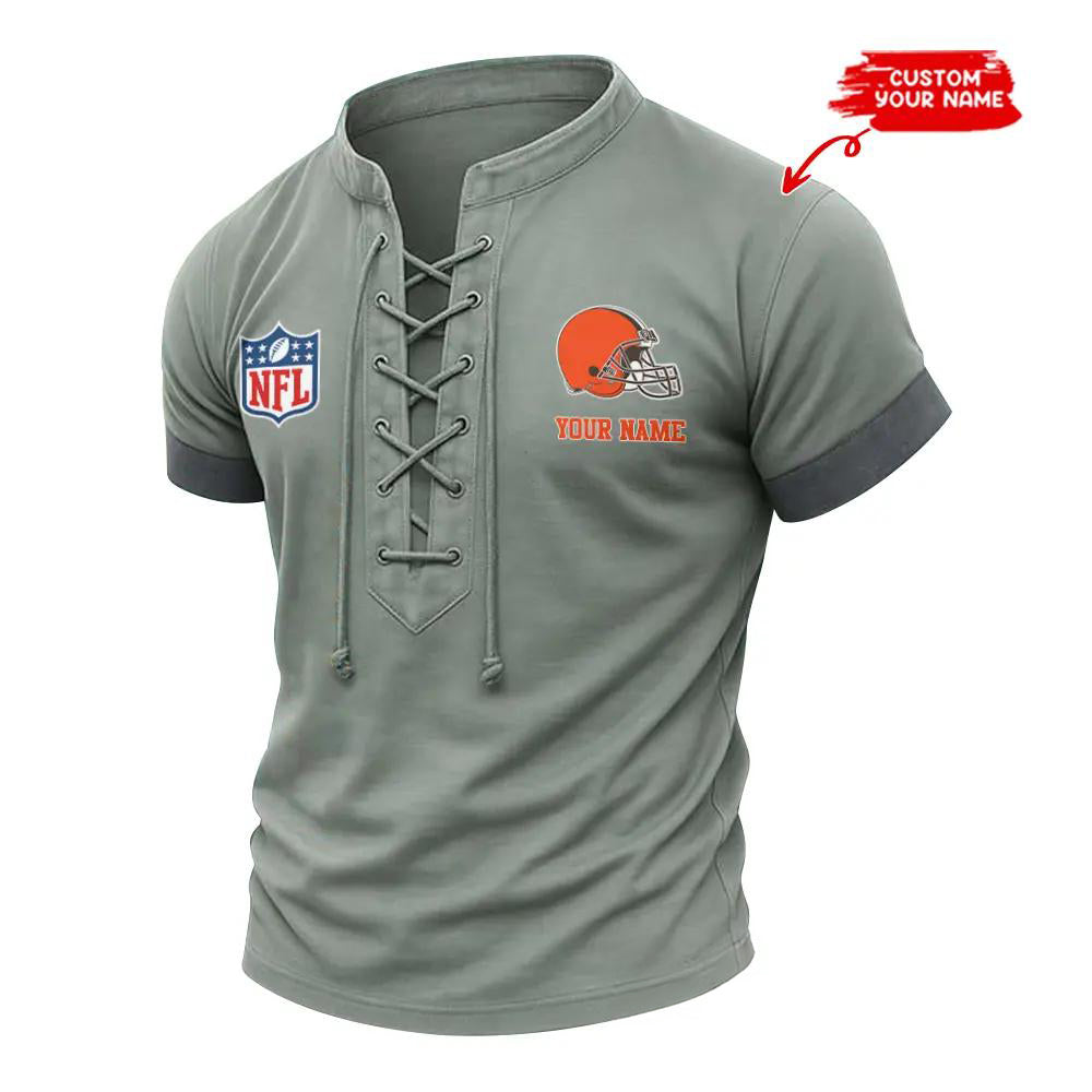 Cleveland Browns Retro Lace-up Short Sleeve T-shirt New Trending 2025 AZBTLUTS000049