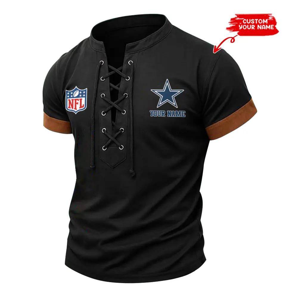 Dallas Cowboys Retro Lace-up Short Sleeve T-shirt New Trending 2025 AZBTLUTS000050