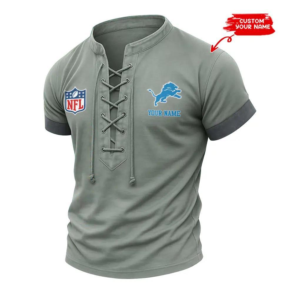 Detroit Lions Retro Lace-up Short Sleeve T-shirt New Trending 2025 AZBTLUTS000052
