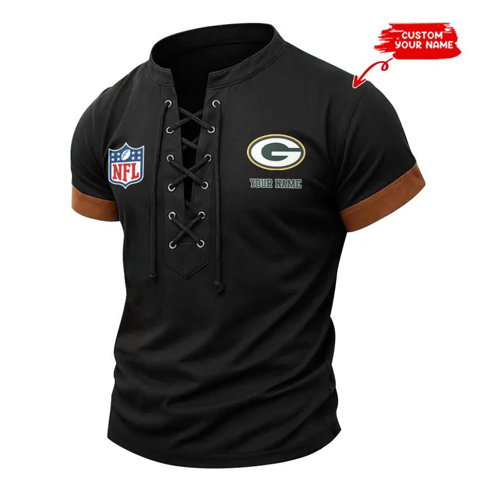 Green Bay Packers Retro Lace-up Short Sleeve T-shirt New Trending 2025 AZBTLUTS000053