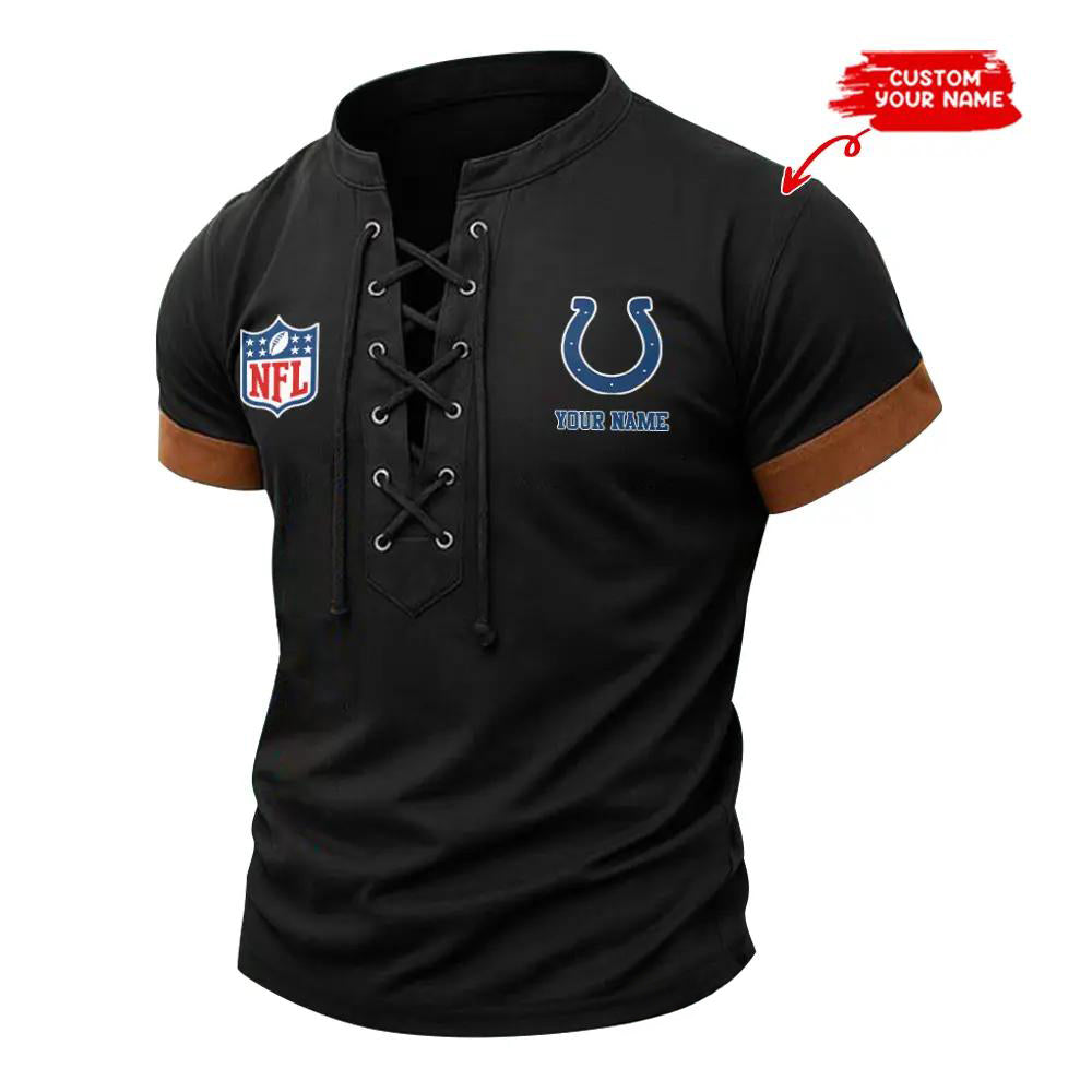 Indianapolis Colts Retro Lace-up Short Sleeve T-shirt New Trending 2025 AZBTLUTS000055