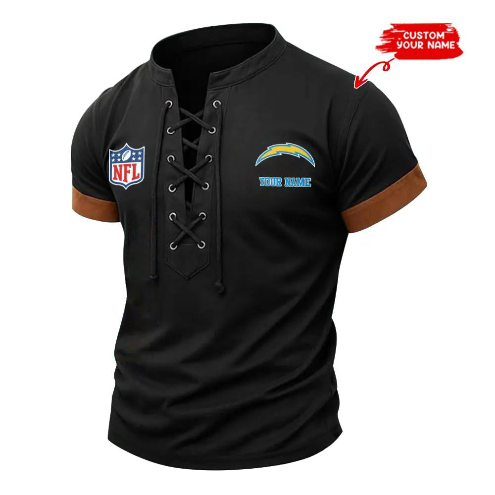 Los Angeles Chargers Retro Lace-up Short Sleeve T-shirt New Trending 2025 AZBTLUTS000061