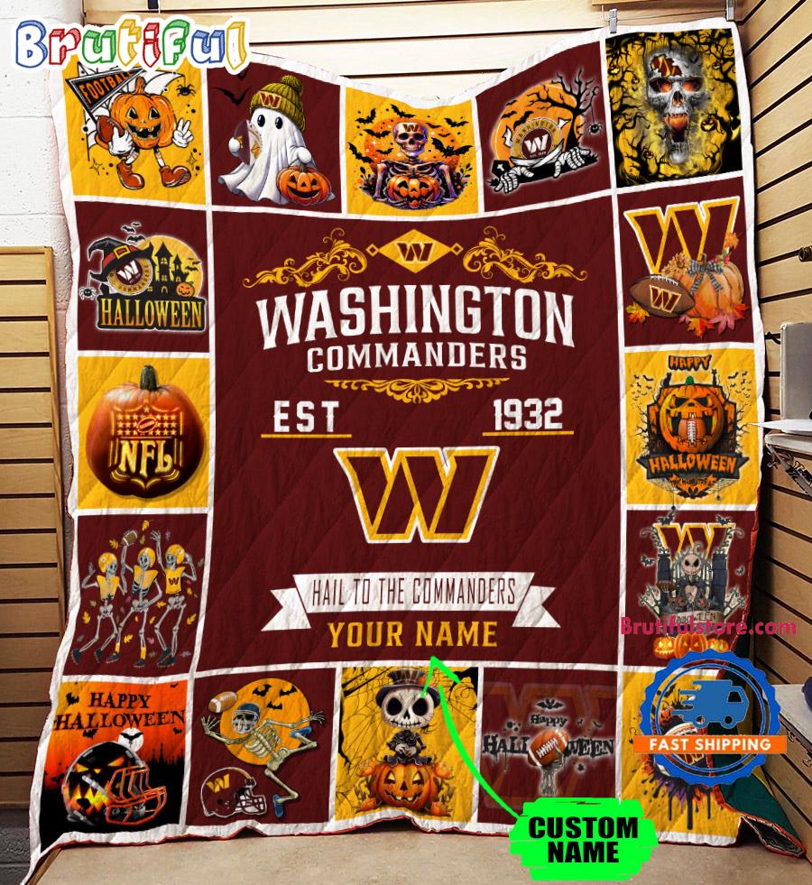 Washington Commanders Special Pumpkin Halloween Quilt Blanket AZBTQLT000032