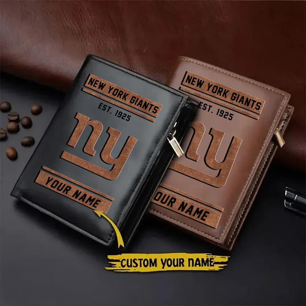 New York Giants Men’s Slim Vertical Leather Wallet Trending 2025 AZBTSVLW000004