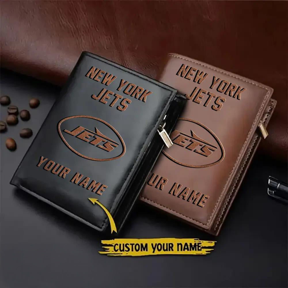 New York Jets Men’s Slim Vertical Leather Wallet Trending 2025 AZBTSVLW000008