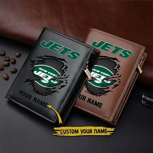 New York Jets Men’s Slim Vertical Leather Wallet Trending 2025 AZBTSVLW000011