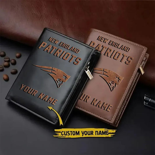 New England Patriots Men’s Slim Vertical Leather Wallet Trending 2025 AZBTSVLW000013