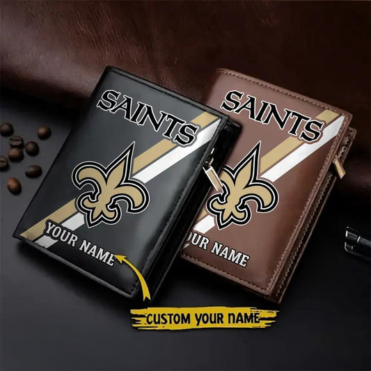 New Orleans Saints Men’s Slim Vertical Leather Wallet Trending 2025 AZBTSVLW000018