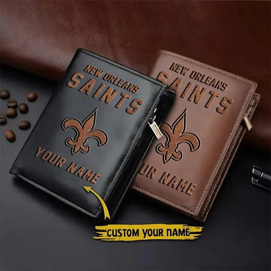New Orleans Saints Men’s Slim Vertical Leather Wallet Trending 2025 AZBTSVLW000019