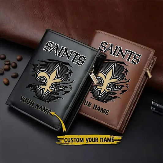 New Orleans Saints Men’s Slim Vertical Leather Wallet Trending 2025 AZBTSVLW000021