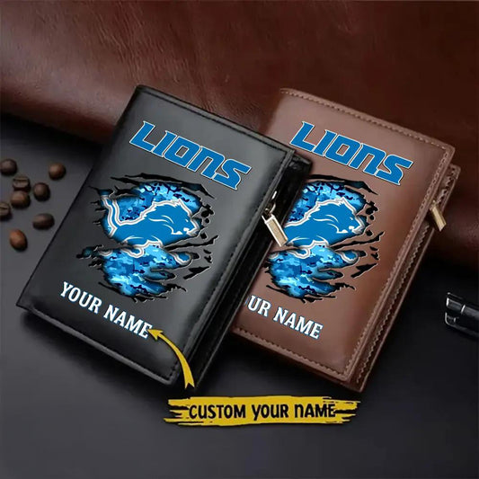 Detroit Lions Men’s Slim Vertical Leather Wallet Trending 2025 AZBTSVLW000028