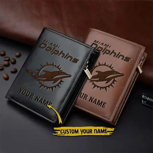 Miami Dolphins Men’s Slim Vertical Leather Wallet Trending 2025 AZBTSVLW000034
